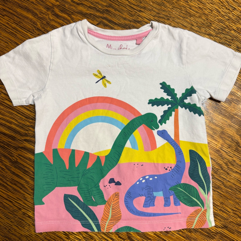 Mini Boden Kids Dinosaur Print T-Shirt - White 3-4 years